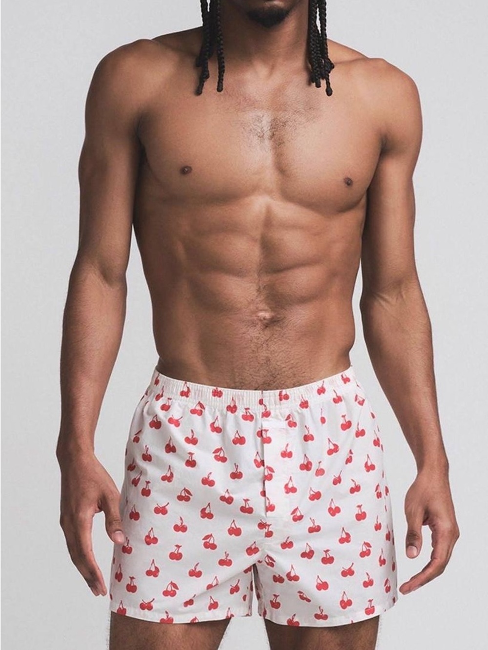 NWOT Skims Men's White Boxer Shorts with Red Cherry Print - Picture 1 of 6